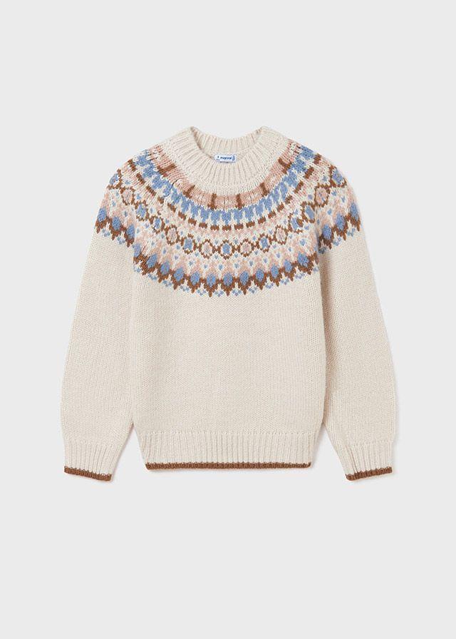 Beige Jacquard Sweater