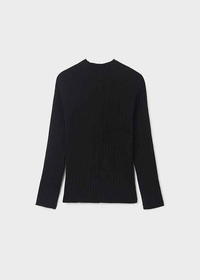 Black Rib Knit Mockneck