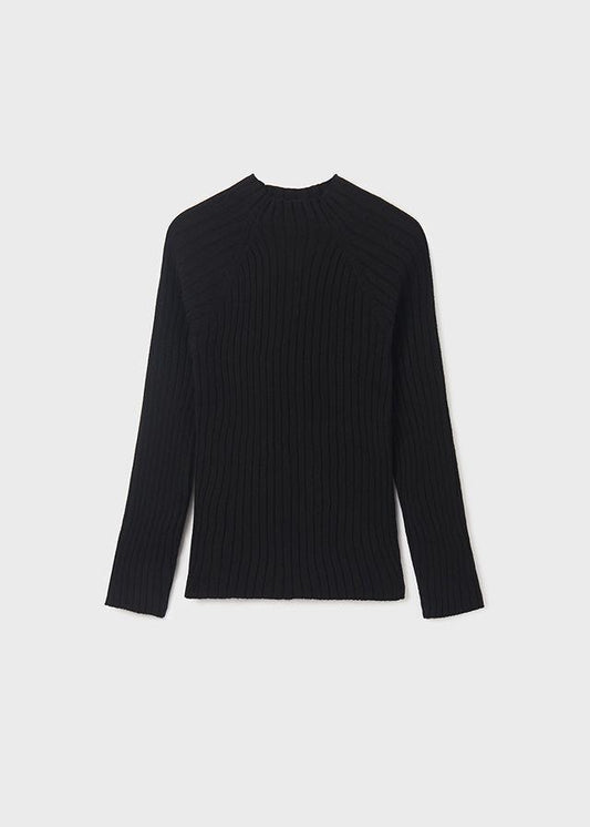 Black Rib Knit Mockneck