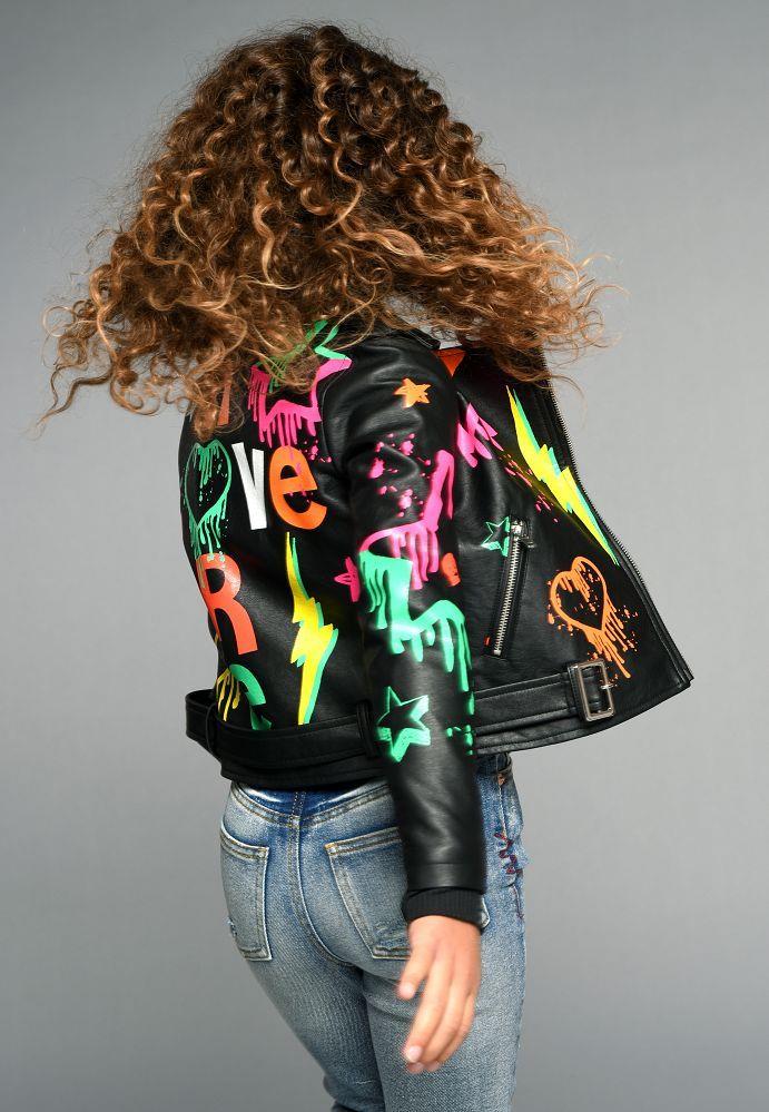 Graffiti leather jacket clearance mens