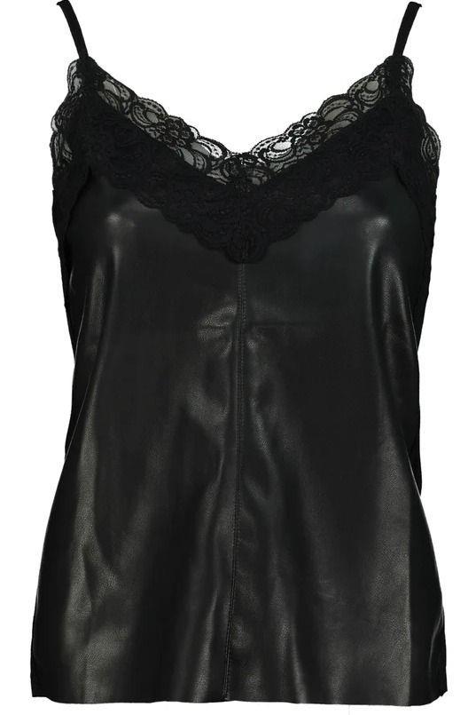 Faux Leather w Lace Detail Cami