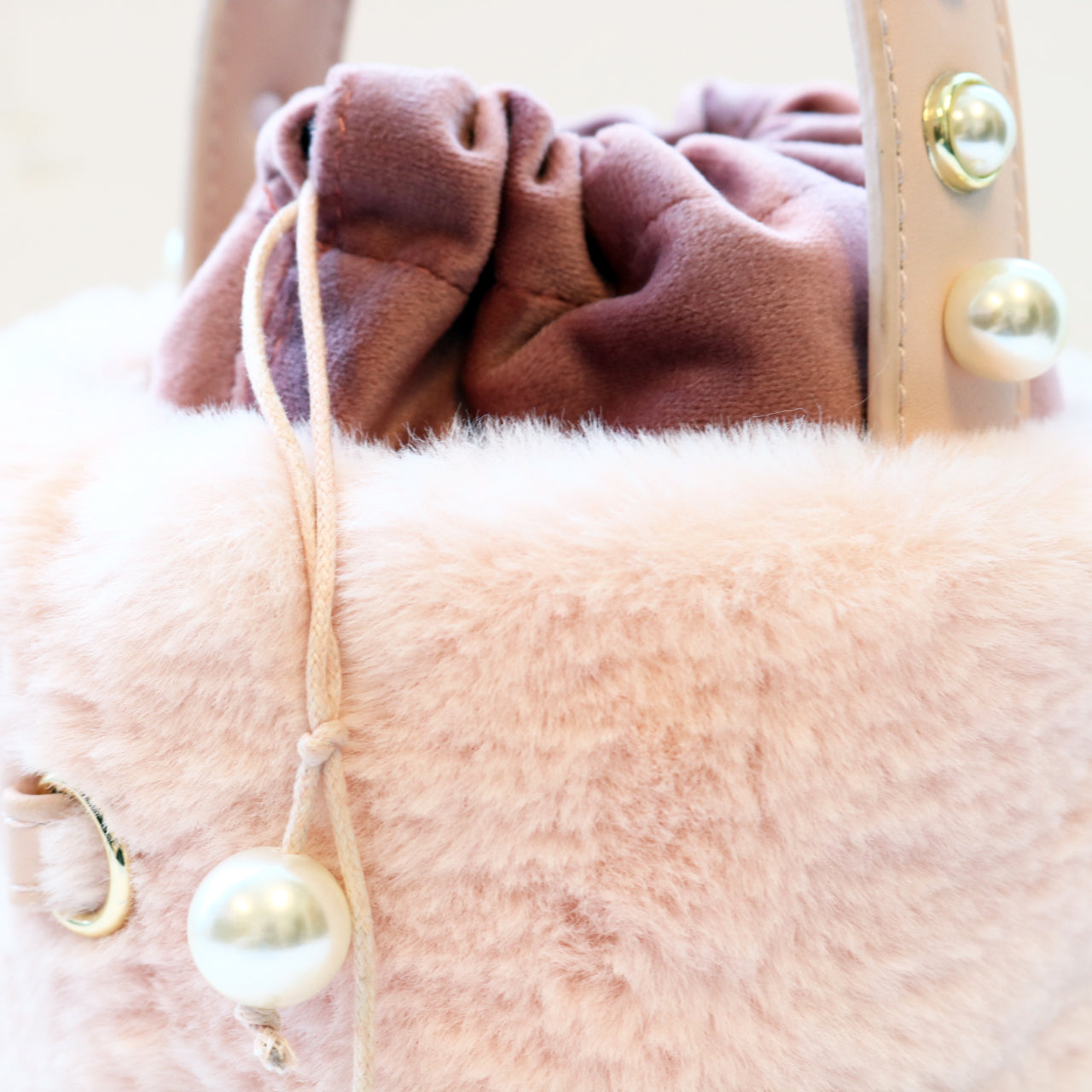 Furry Cylindrical Top Handle Purse
