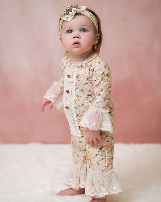 Ava Peach Garden Romper