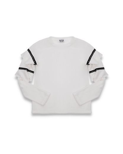 White Sweater with Black Trim