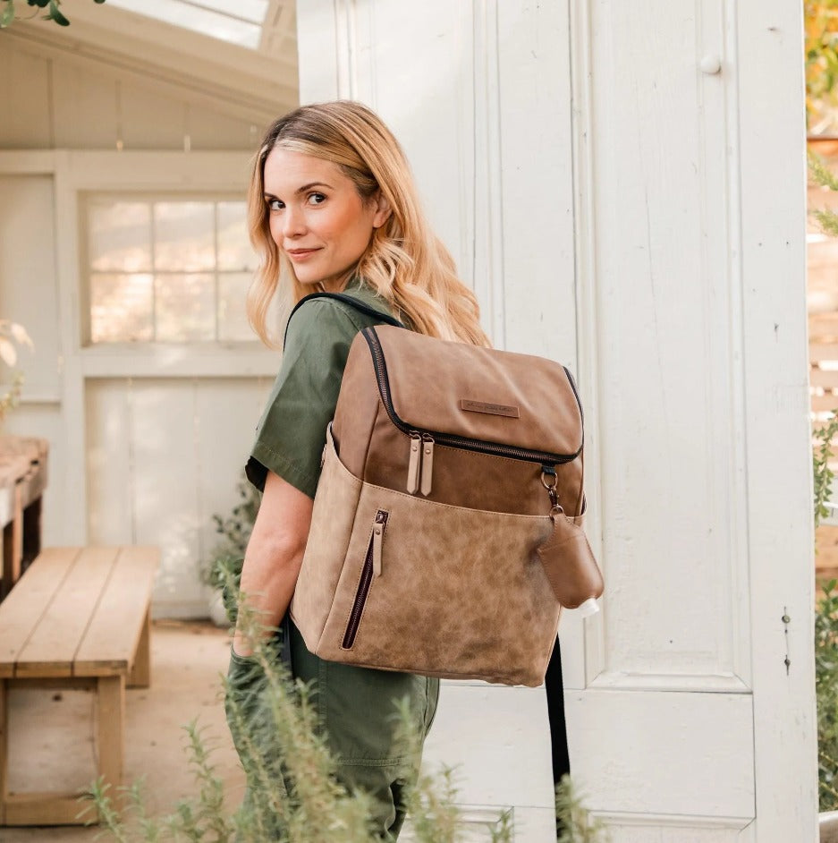 Brown Faux Leather Backpack