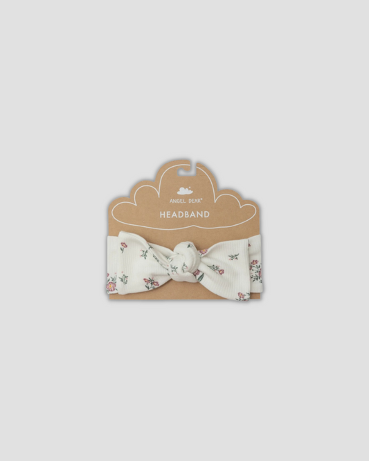 floral baby headband Expressions Boutique NY, mesa rose ditsy cotton bow headband, newborn ribbed headwrap floral, matching headband for baby girl outfit, boutique floral hair accessory soft cotton