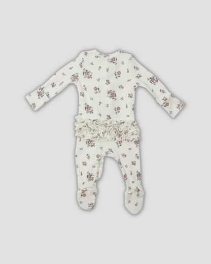 Ditsy 2 Way Ruffle Zipper Footie
