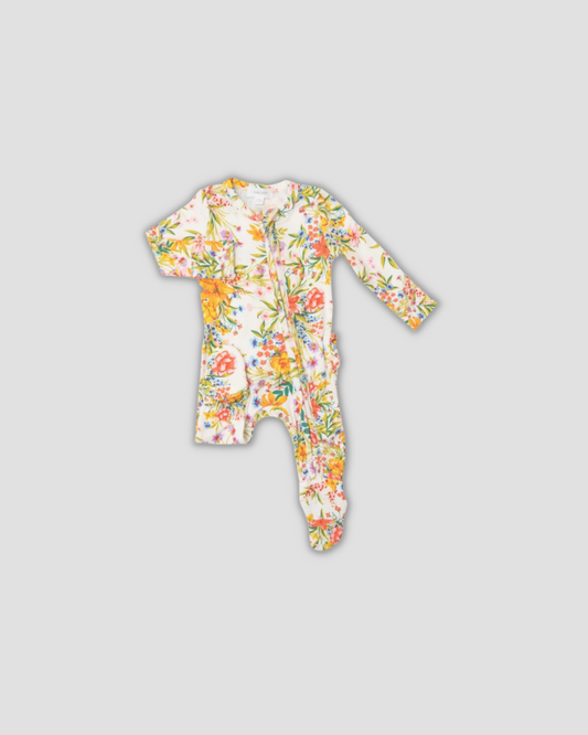 Garden Joy Ruffle Zipper Footie