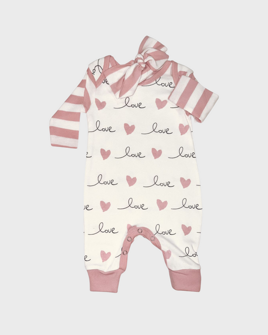 Pink Love Hearts Romper 2pc