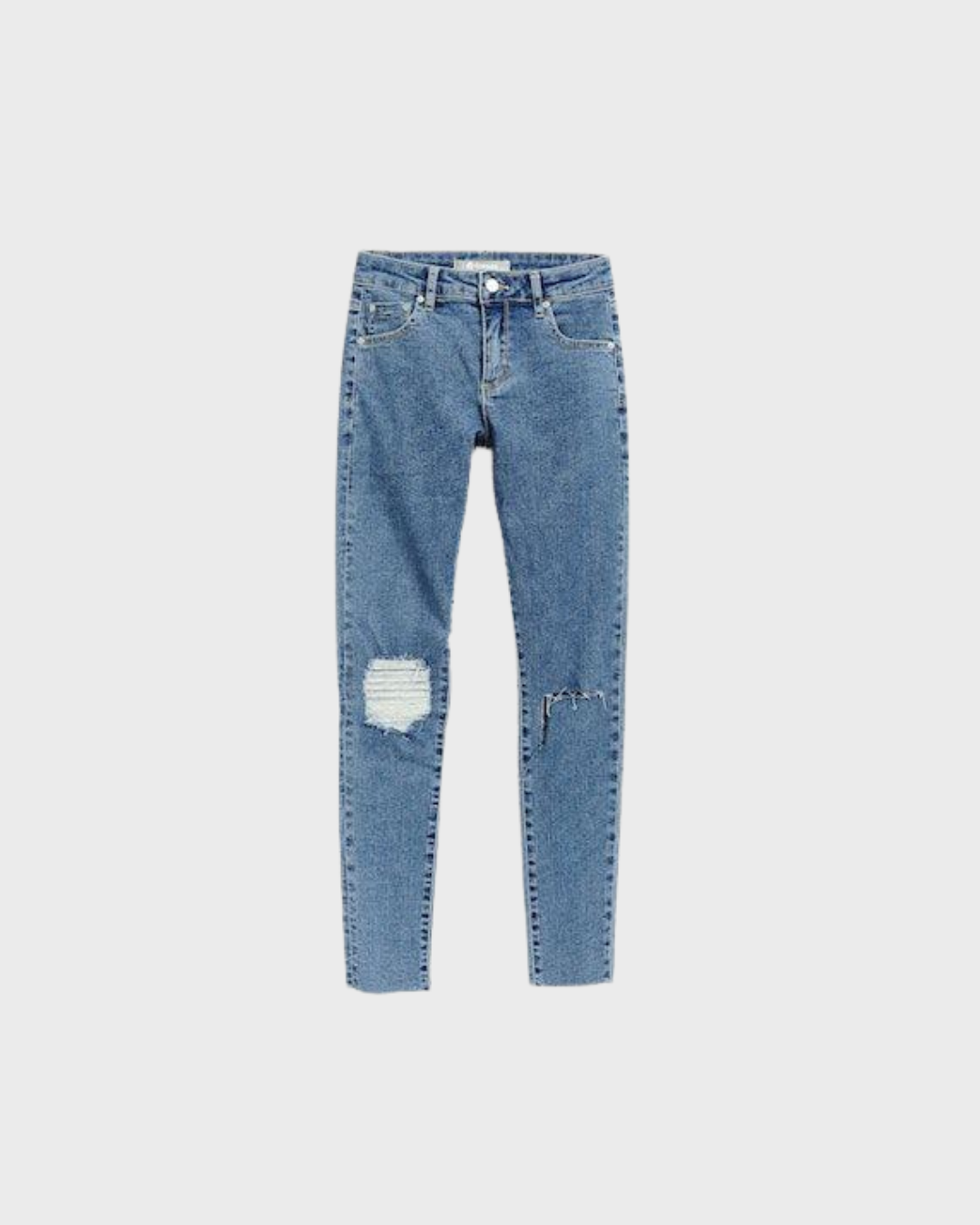 Medium Wash Ripped Knee Jeans