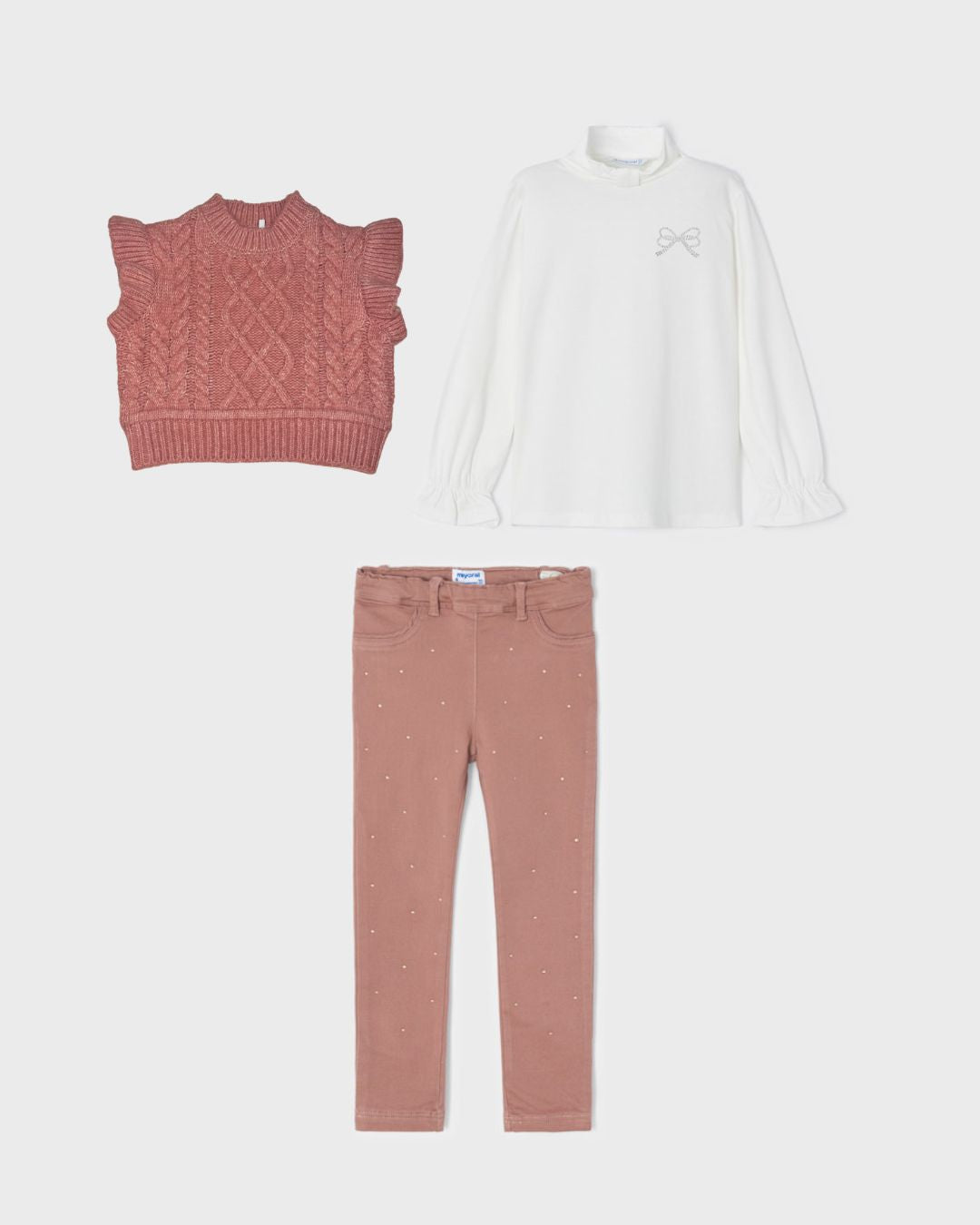 3pc Turtleneck, Rose Vest & Pant