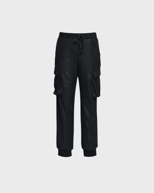 Frosted Faux Leather Cargo Joggers