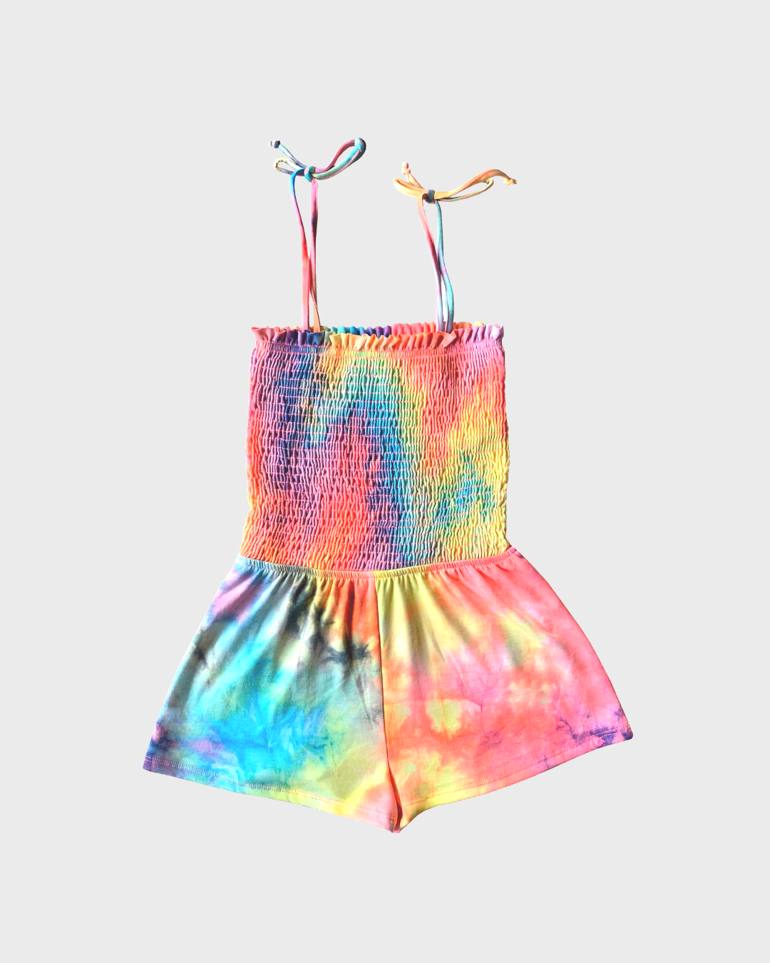 Neon Tie Dye Smocked Romper