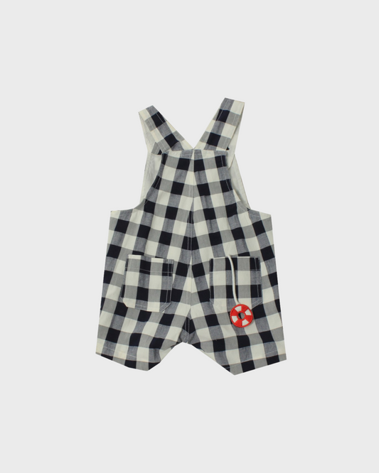 Navy & White Checkered Overall