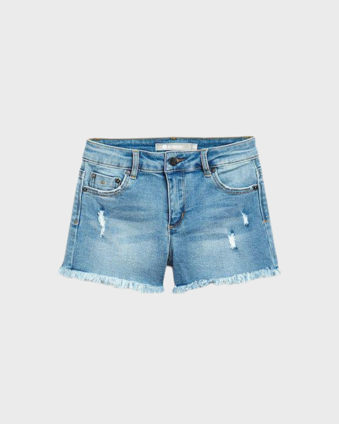 Blue Fringe Hem Denim Shorts