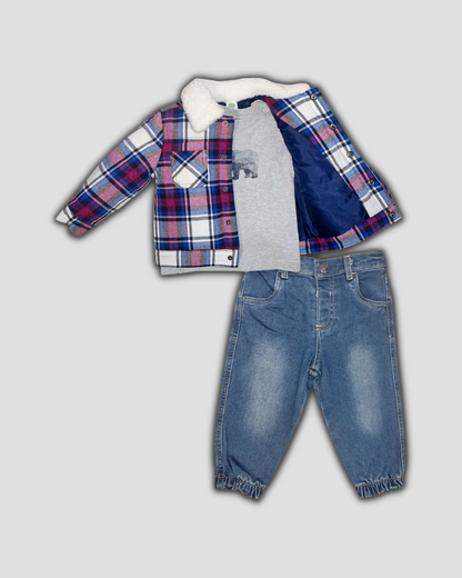 3pc Plaid Jacket Set