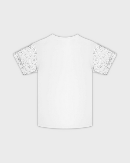 White Sequin Sleeve Tee